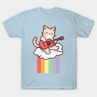 Rainbow Cat Ukulele on Clouds - It's Gonna Be Uke T-Shirt